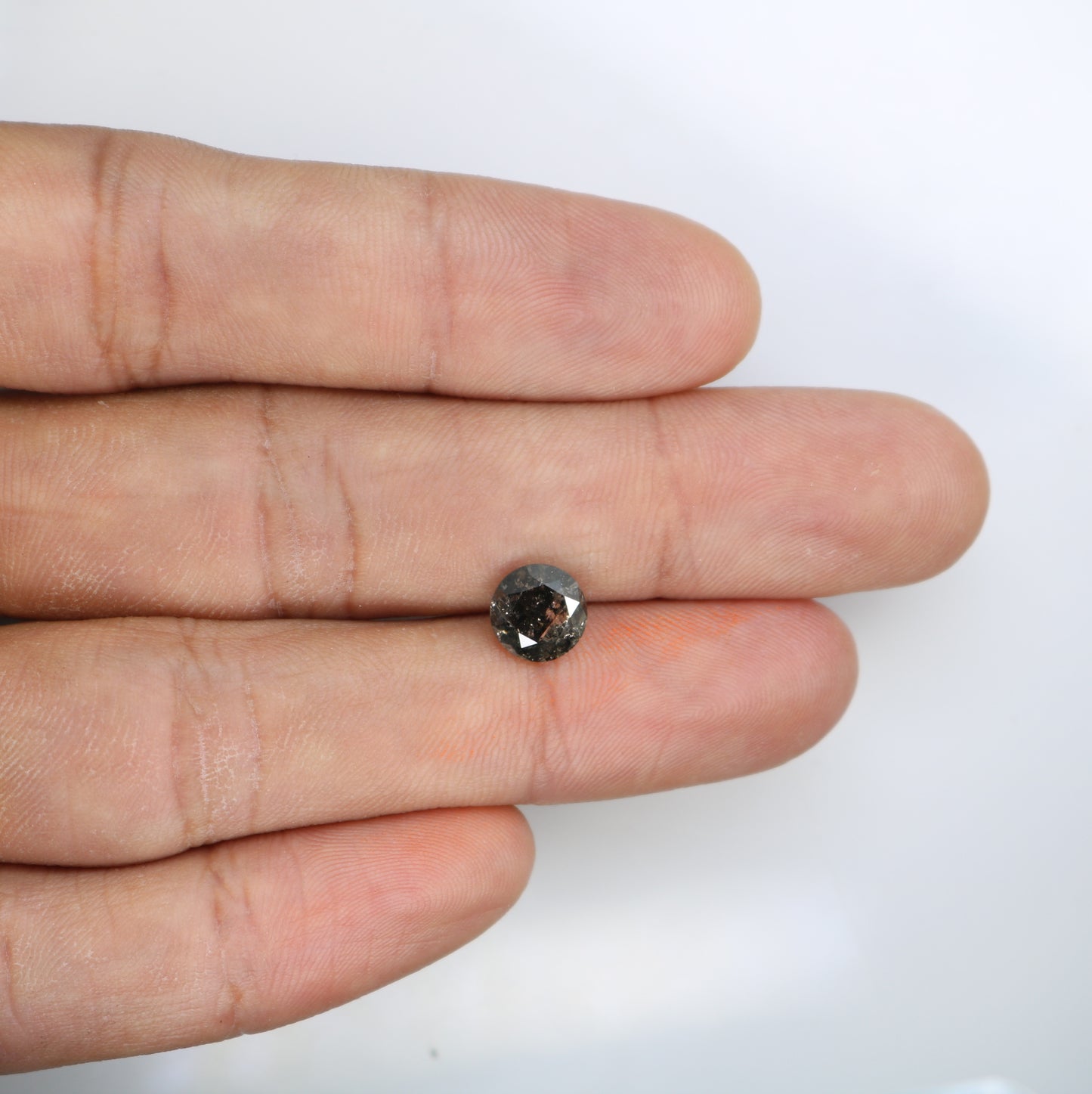 2.09 CT Loose Round Brilliant Cut Salt And Pepper Diamond For Galaxy Ring - JayKrishna Diamond