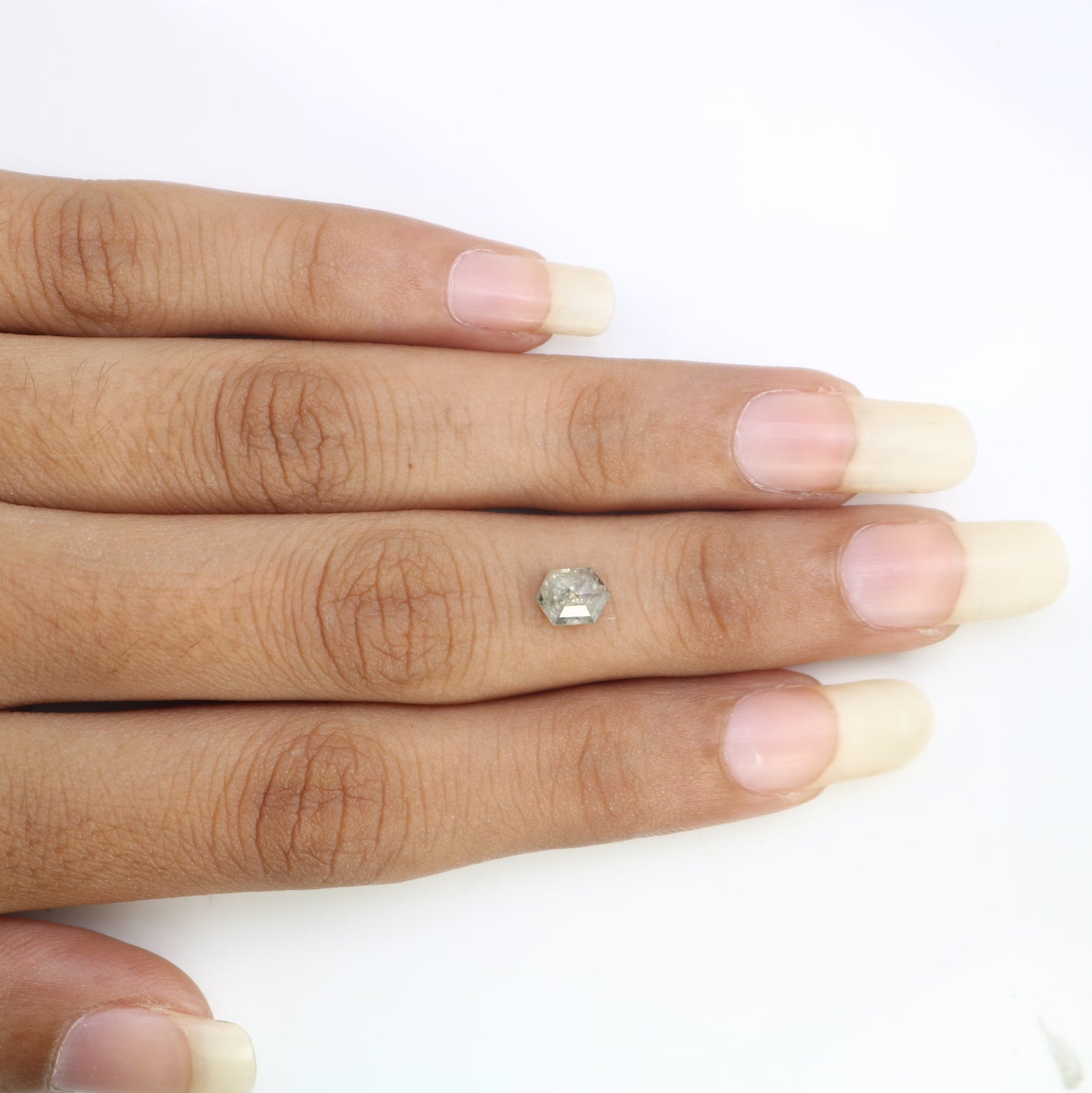 0.94 CT Salt And Pepper Elongated Hexagon Shape 6.50 MM Diamond For Engagement Ring - JayKrishna Diamond