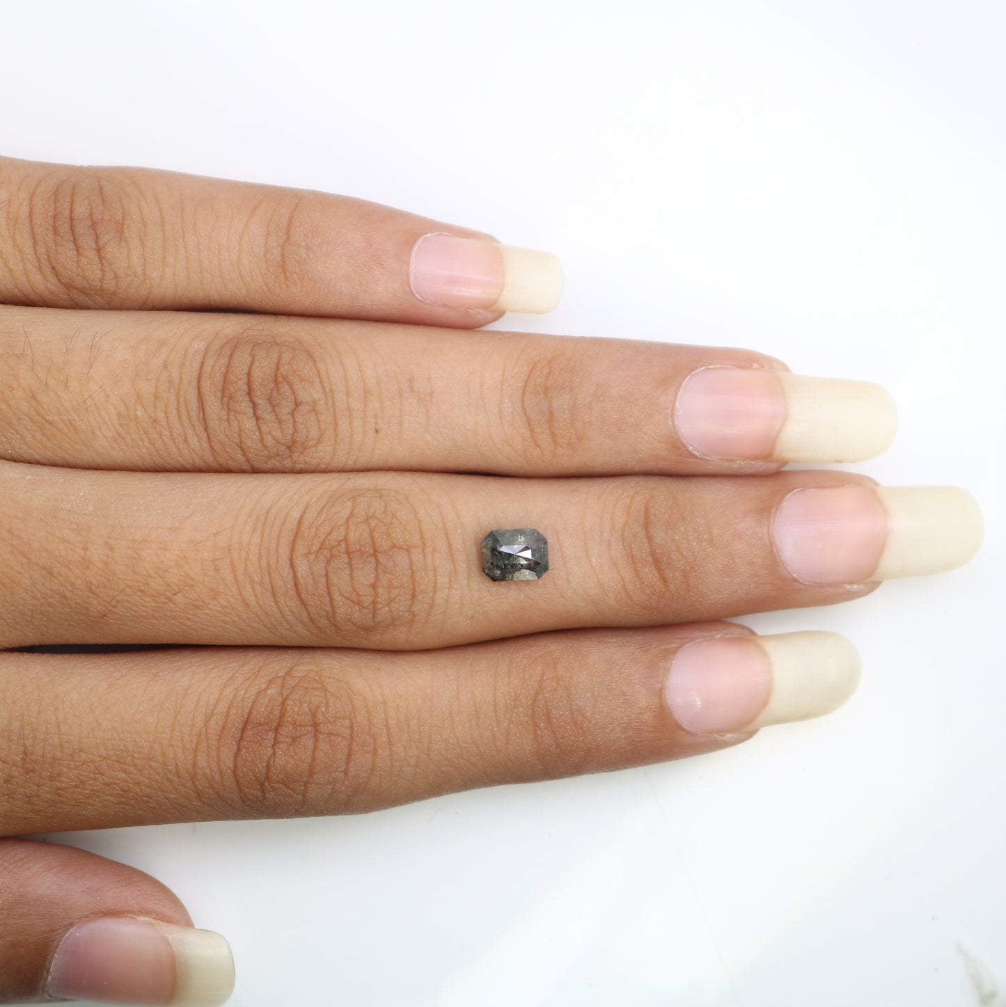 0.83 CT Emerald Shape Salt And Pepper 6.20 MM Diamond For Engagement Ring - JayKrishna Diamond