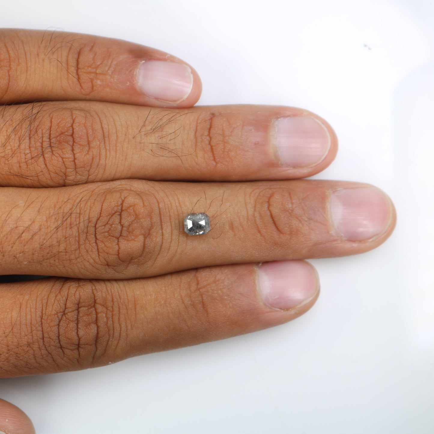 0.94 CT Emerald Shaped Natural Loose Salt And Pepper Diamond For Wedding Ring - JayKrishna Diamond