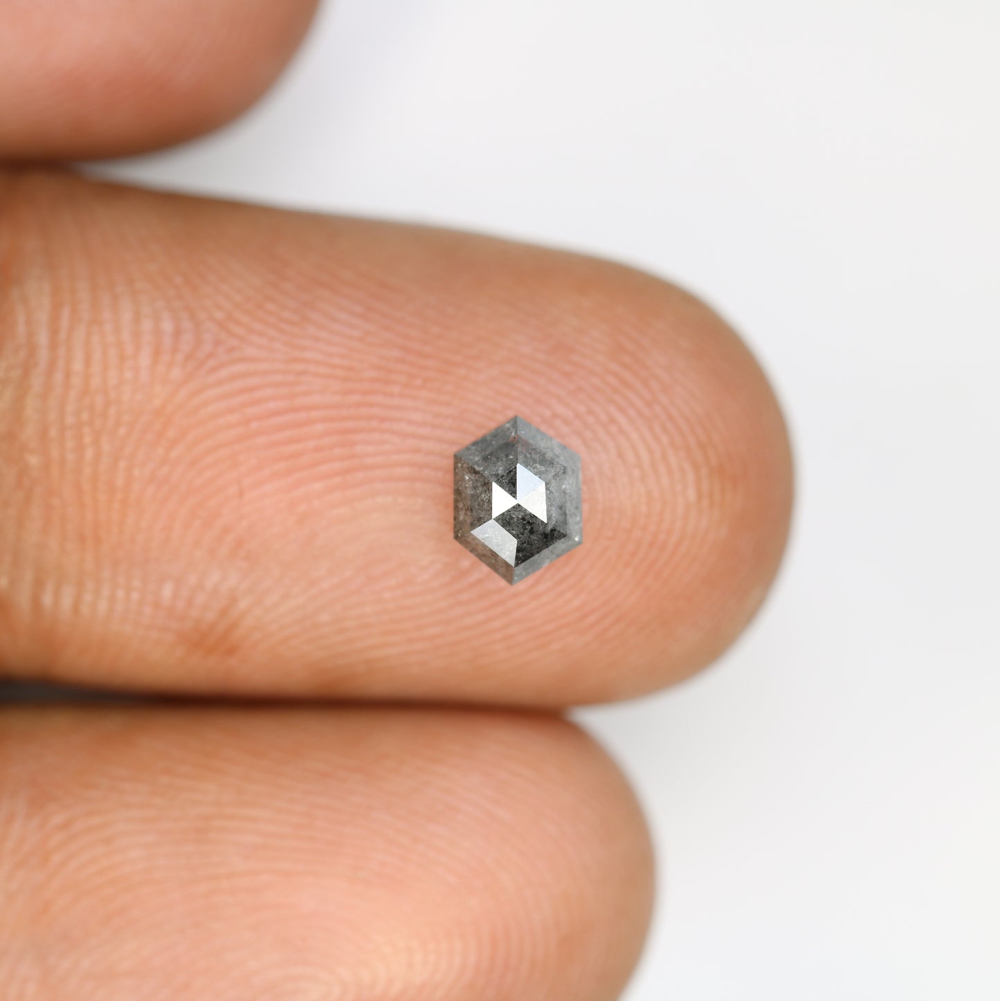 0.78 Carat Elongated Hexagon Shaped Loose Salt And Pepper Diamond Ring - JayKrishna Diamond