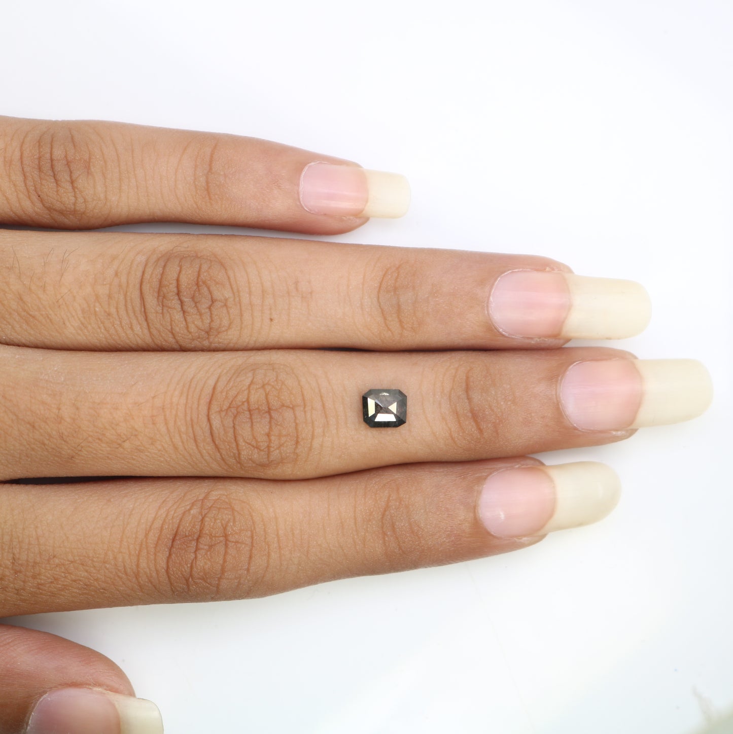 0.72 CT Emerald Shape Salt And Pepper 5.70 MM Diamond For Engagement Ring - JayKrishna Diamond