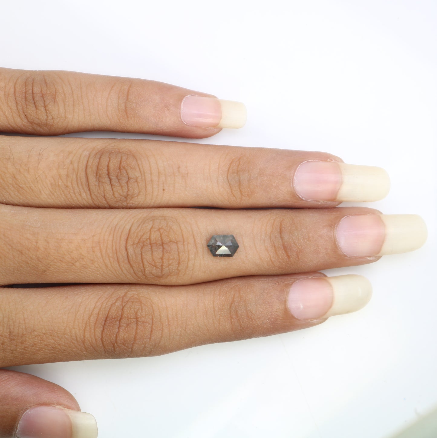 0.69 CT Elongated Hexagon Shape Salt And Pepper 6.90 MM Diamond For Wedding Ring - JayKrishna Diamond