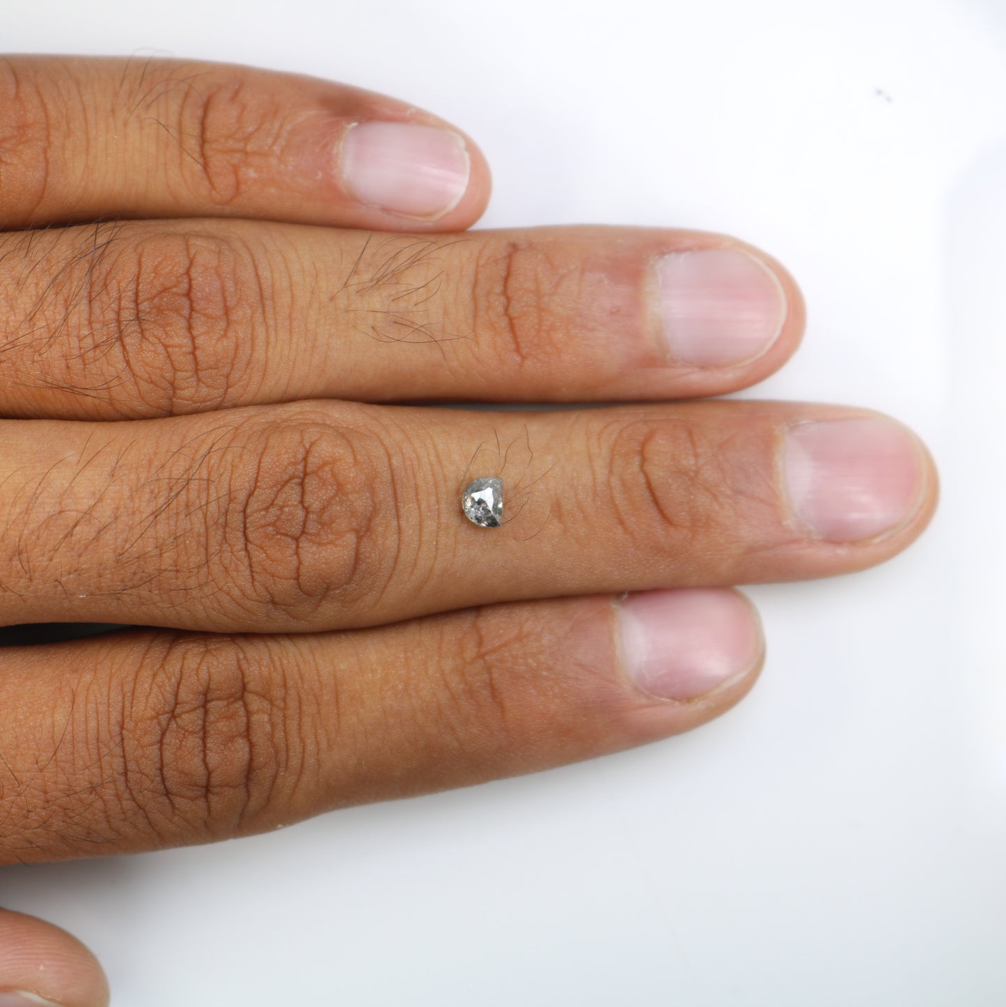 0.38 Carat Half Moon Shape Salt and Pepper Diamond | Loose Natural Gemstone for Custom Engagement Rings, Unique & Elegant Fine Jewelry - JayKrishna Diamond