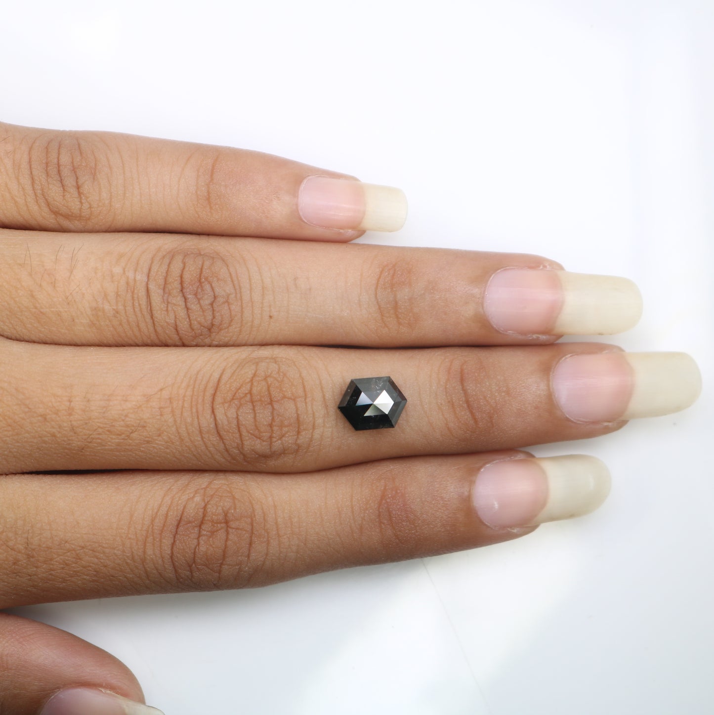 2.73 CT Elongated Hexagon Shape Salt And Pepper 9.20 MM Diamond For Wedding Band - JayKrishna Diamond