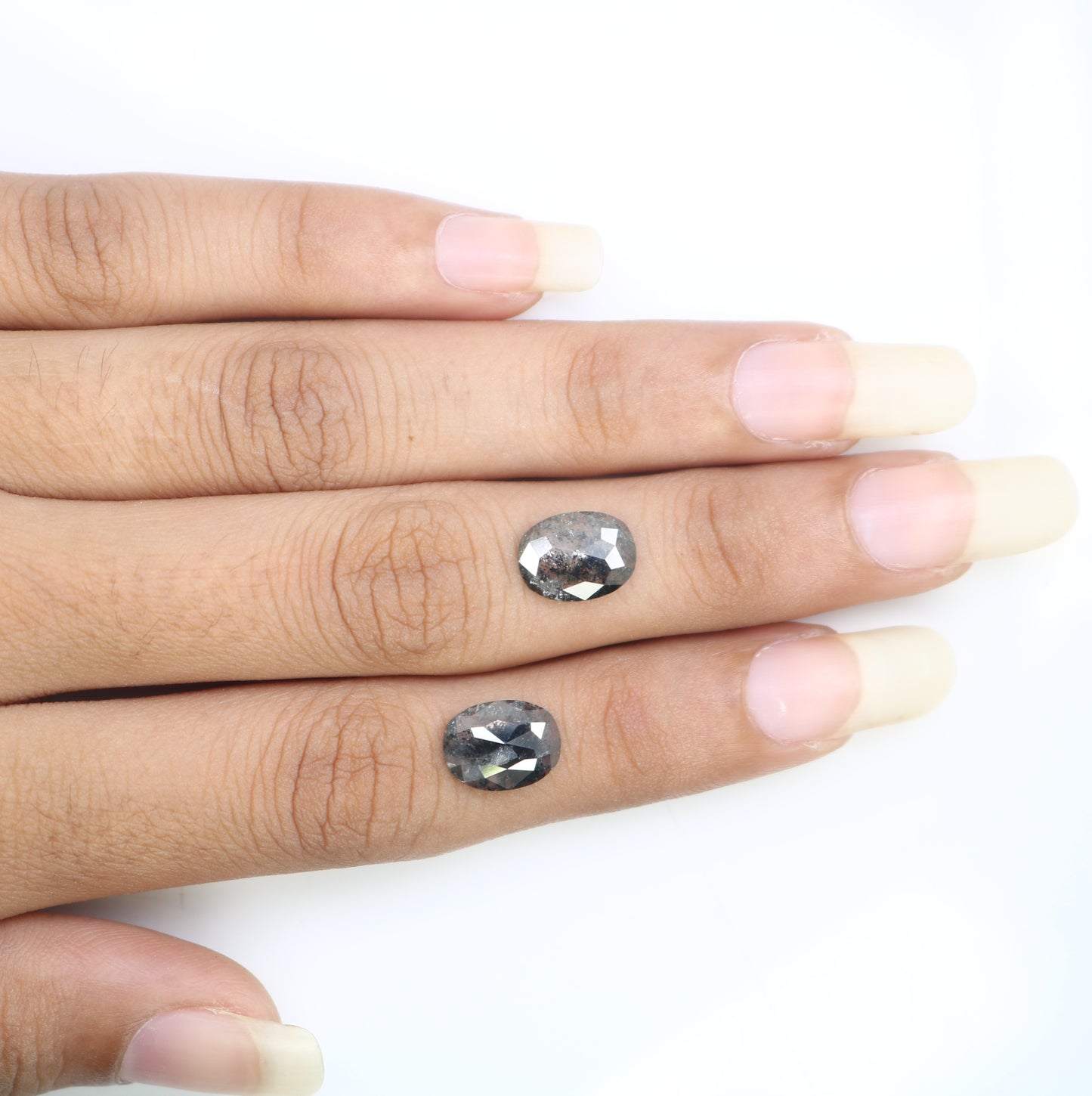 3.35 CT Oval Shape 10.10 MM Salt And Pepper Pair Diamond For Designer Earrings - JayKrishna Diamond