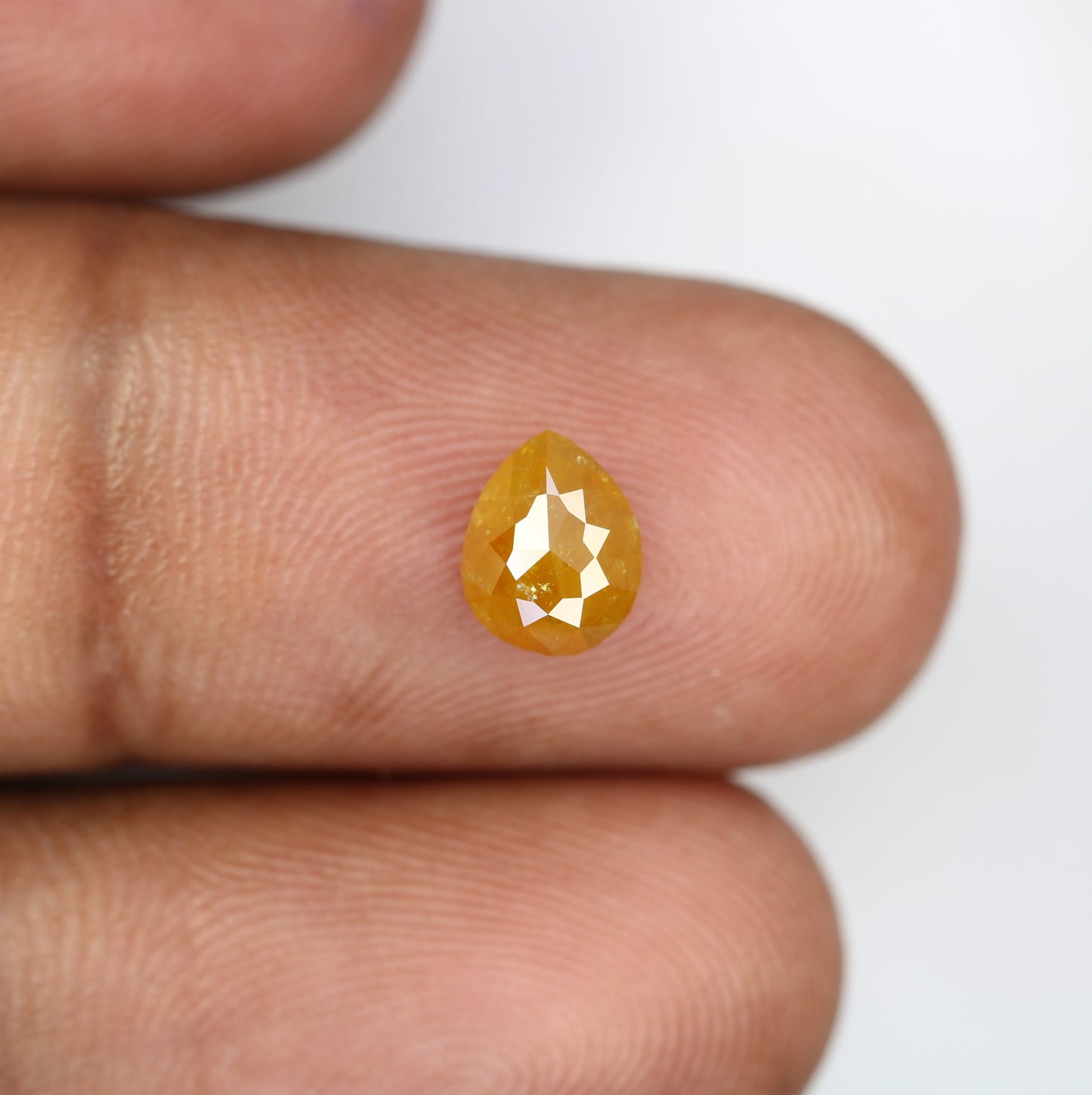 1.45 Carat Pear Shaped Diamond Ring Natural Loose Rustic Yellow Diamond - JayKrishna Diamond