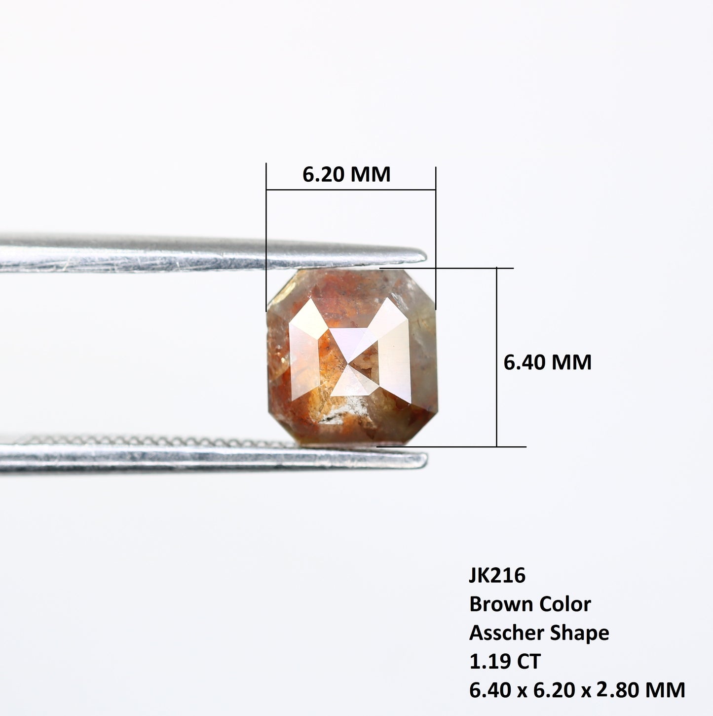 Asscher Shaped Diamond Ring 1.19 Carat Natural Brown Color Diamond - JayKrishna Diamond