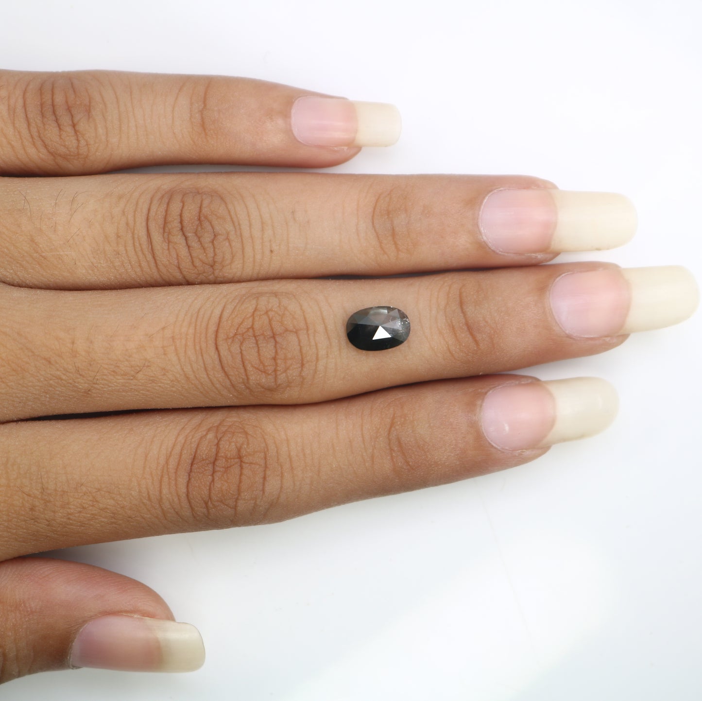 1.55 CT Oval Shape 8.50 MM Salt And Pepper Diamond For Statement Ring - JayKrishna Diamond