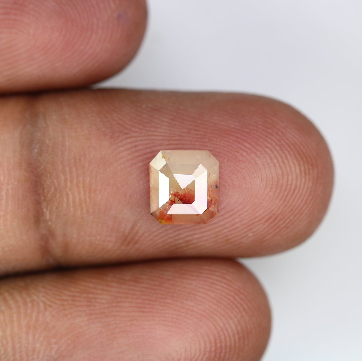 1.35 CT 7.30 MM Asscher Shape Fancy Peach Diamond For Wedding Ring - JayKrishna Diamond