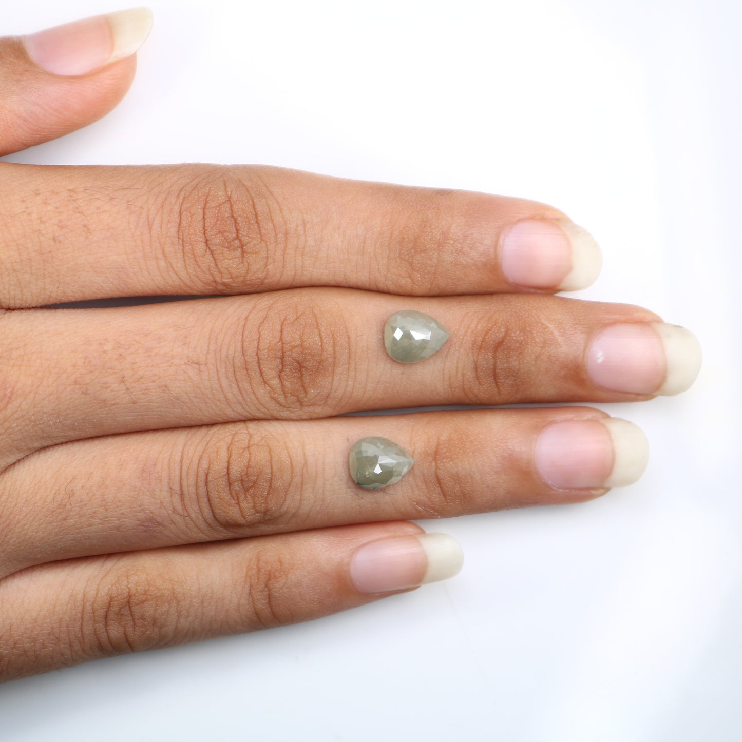 2.71 CT 8.50 MM Natural Grey Pear Shape Loose Pair Diamond For Earring - JayKrishna Diamond