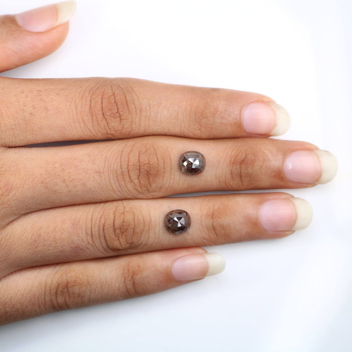 2.48 CT 7.20 MM Brown Oval Shape Natural Pair Diamond For Earring - JayKrishna Diamond