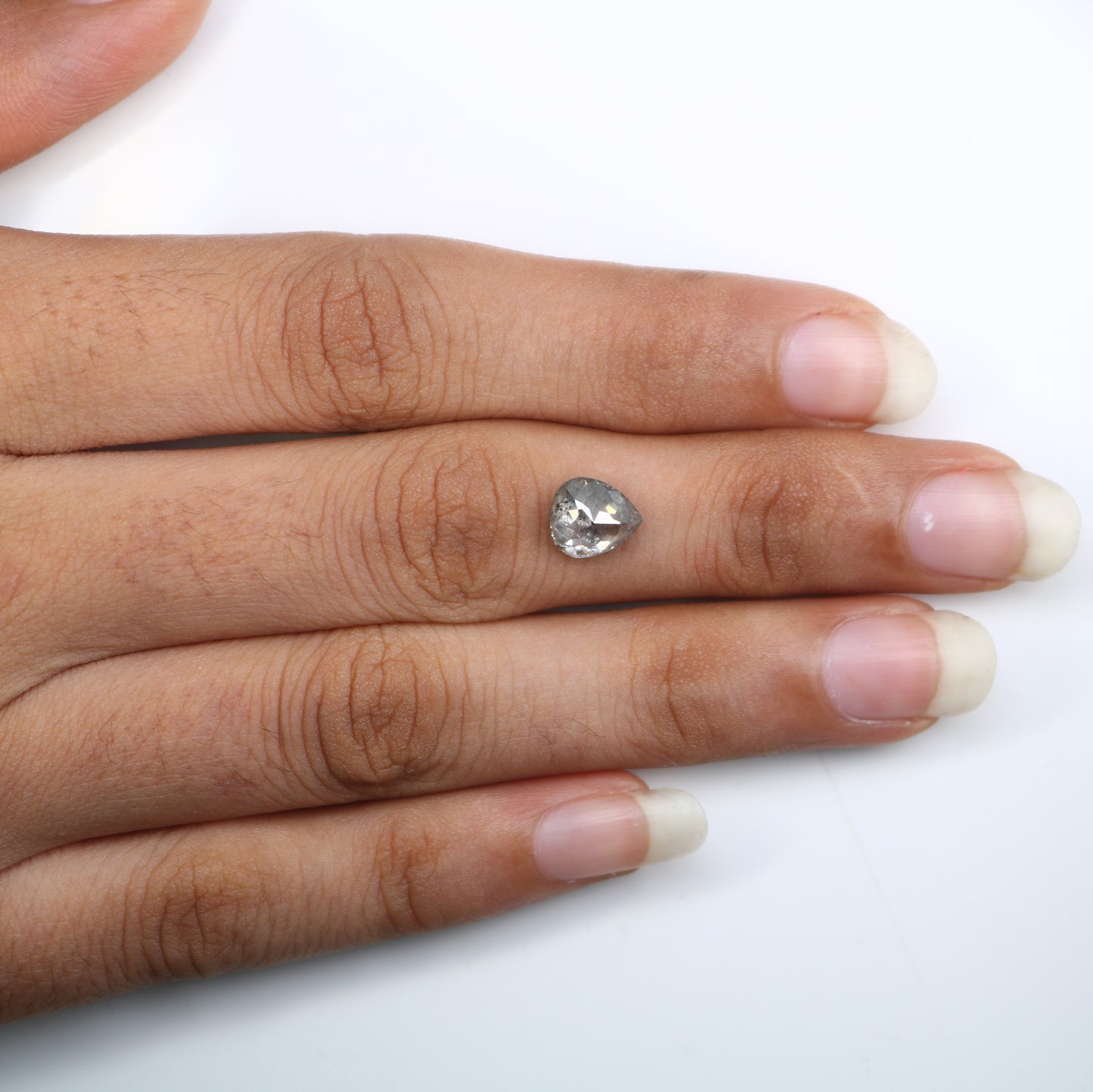 1.62 CT Pear Shape Salt And Pepper Diamond For Engagement Ring - JayKrishna Diamond