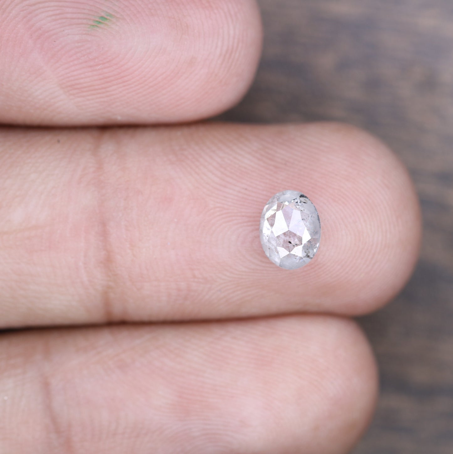 0.84 CT 6.40 MM Oval Cut Salt And Pepper Diamond For Wedding Ring - JayKrishna Diamond