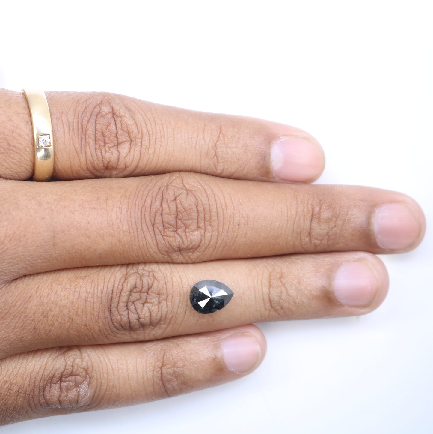 1.96 CT Pear Cut Diamond Salt And Pepper Diamond For Engagement Ring - JayKrishna Diamond