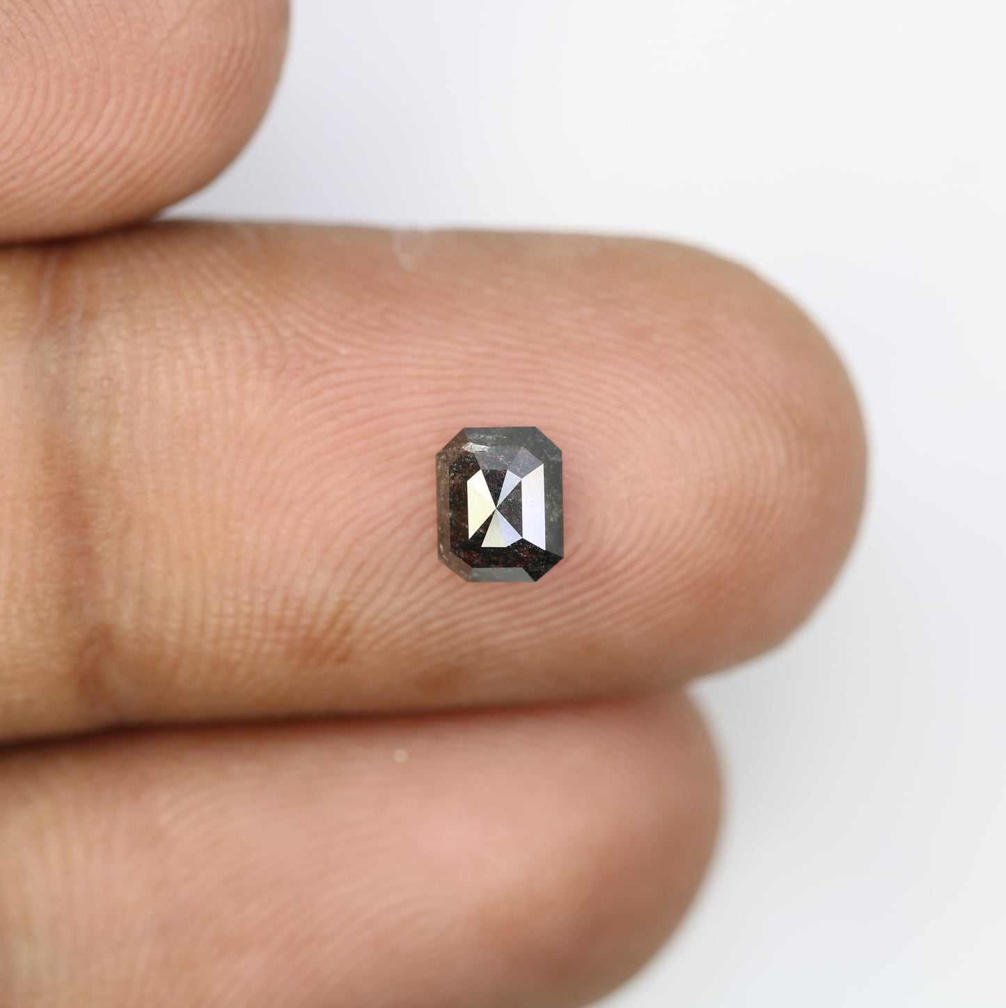 0.88 CT Salt And Pepper Emerald Cut Natural Diamond For Engagement Ring - JayKrishna Diamond