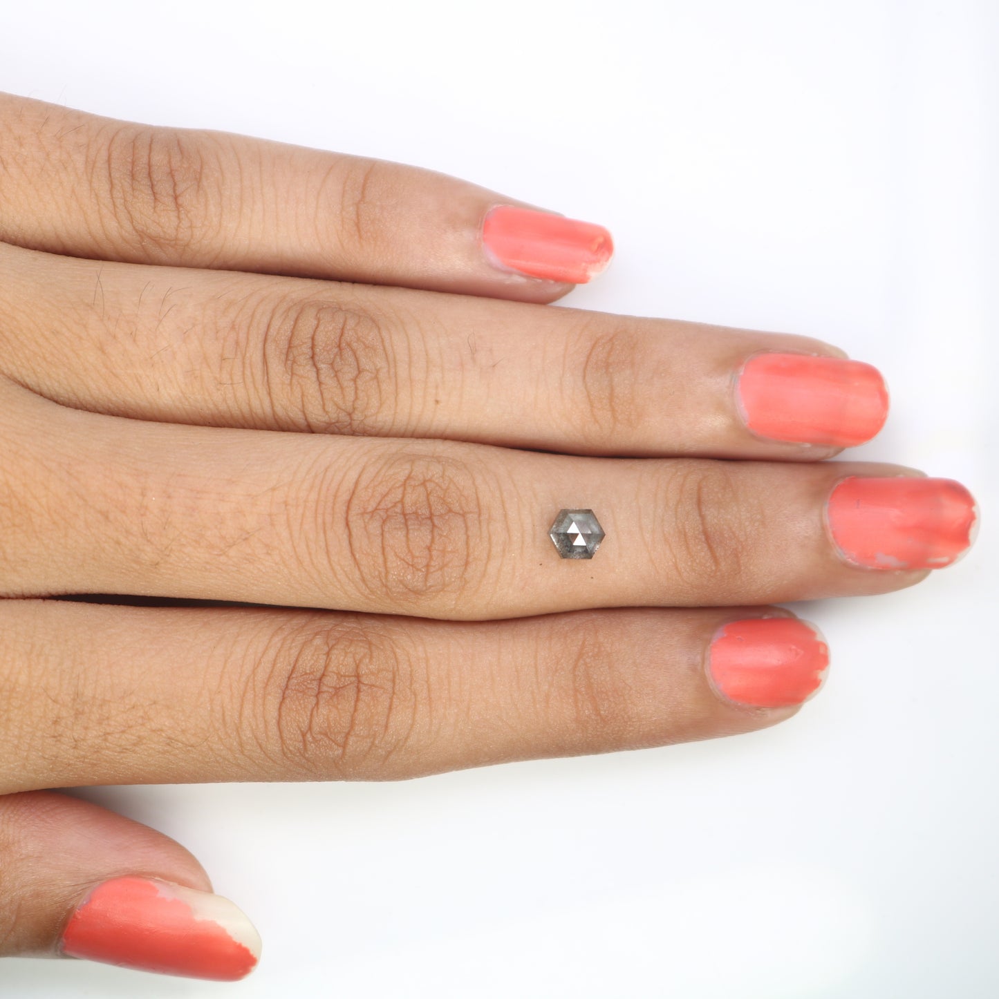 0.91 CT Hexagon Shape 5.30 MM Salt And Pepper Diamond For Engagement Ring - JayKrishna Diamond