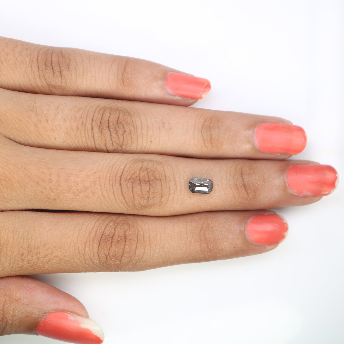 0.80 CT 6.60 MM Emerald Shape Salt And Pepper Diamond For Engagement Ring - JayKrishna Diamond