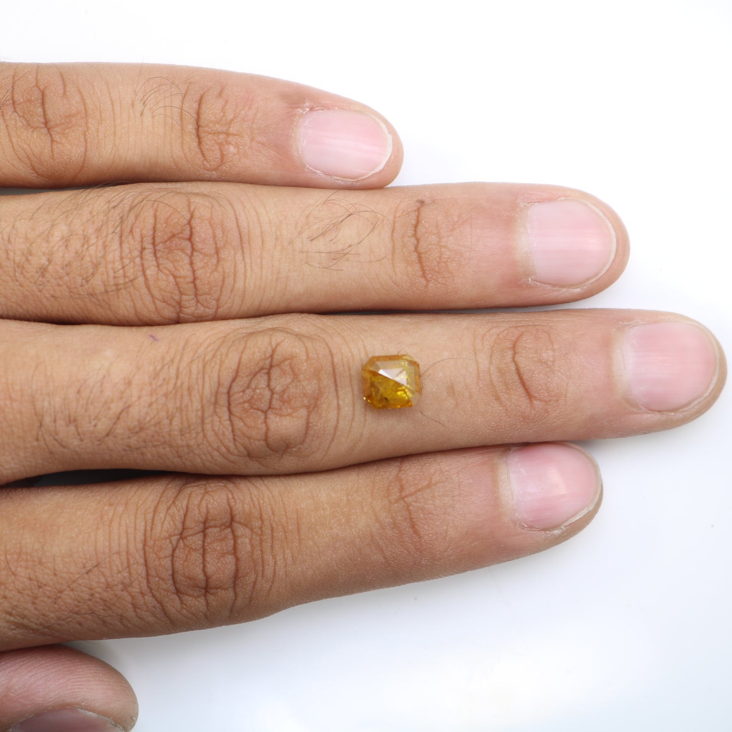 2.61 Carat Natural Loose Emerald Shape Yellow Color Rustic Diamond - JayKrishna Diamond