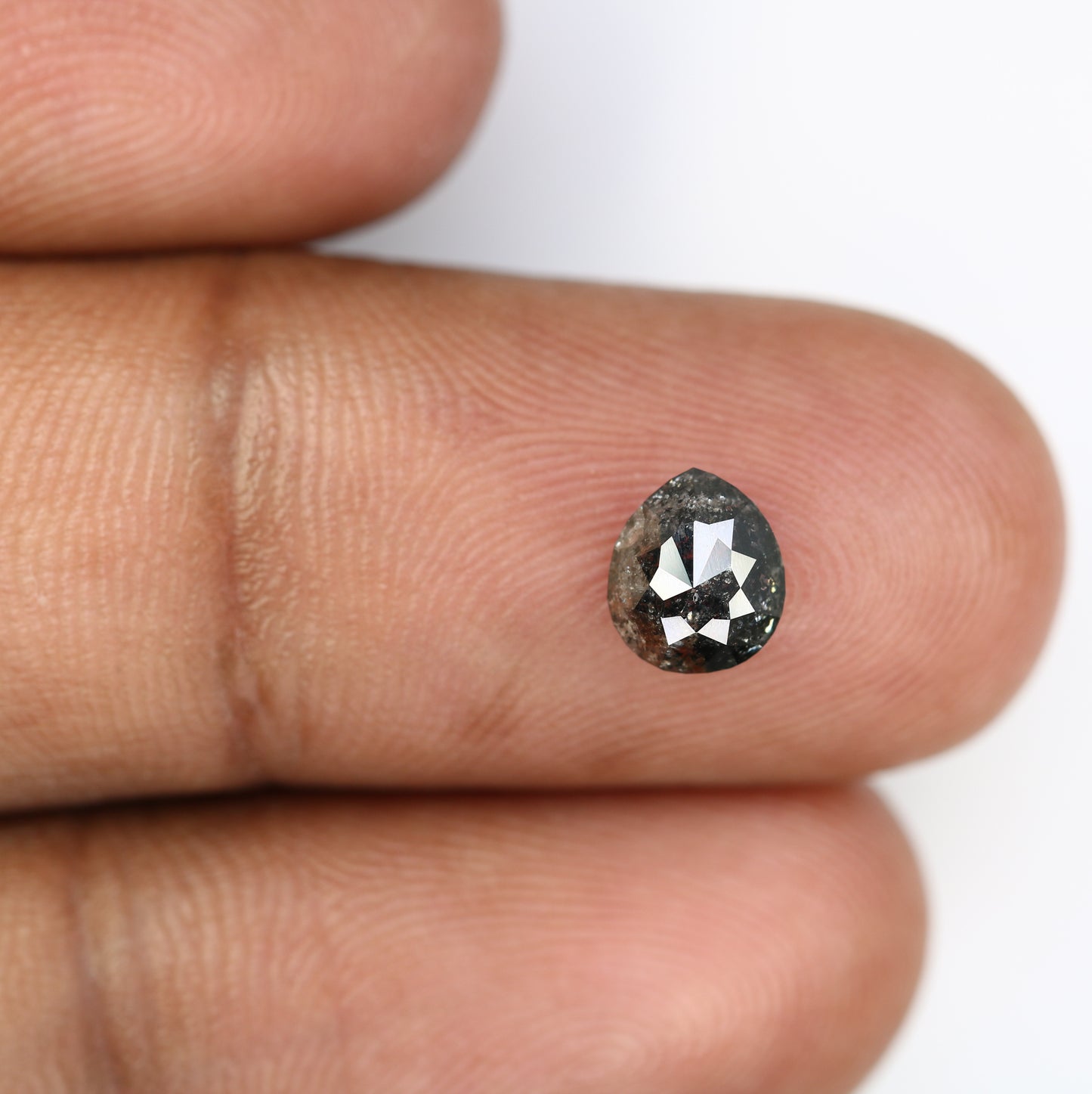 1.28 CT Pear Shape Salt And Pepper Diamond For Engagement Ring - JayKrishna Diamond