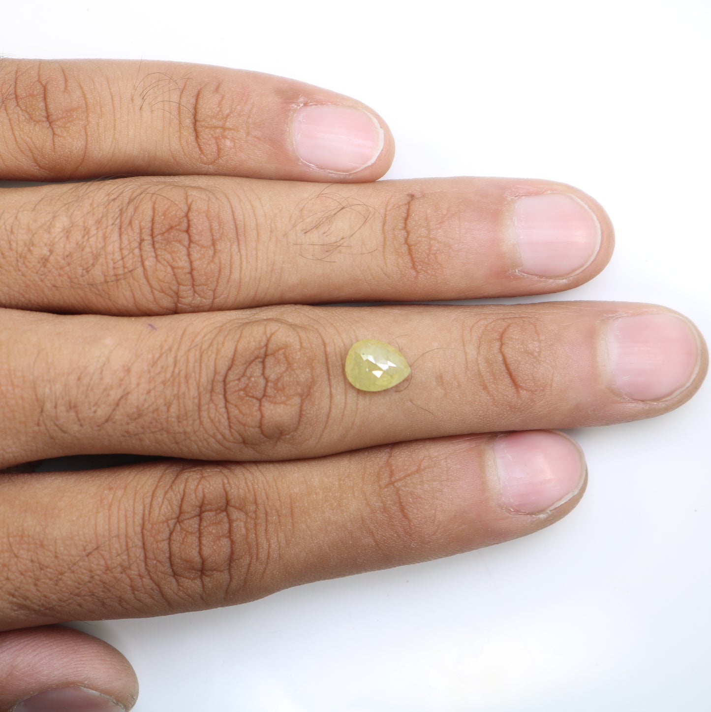 1.92 Carat Pear Shape Loose Natural Light Green Rustic Diamond - JayKrishna Diamond