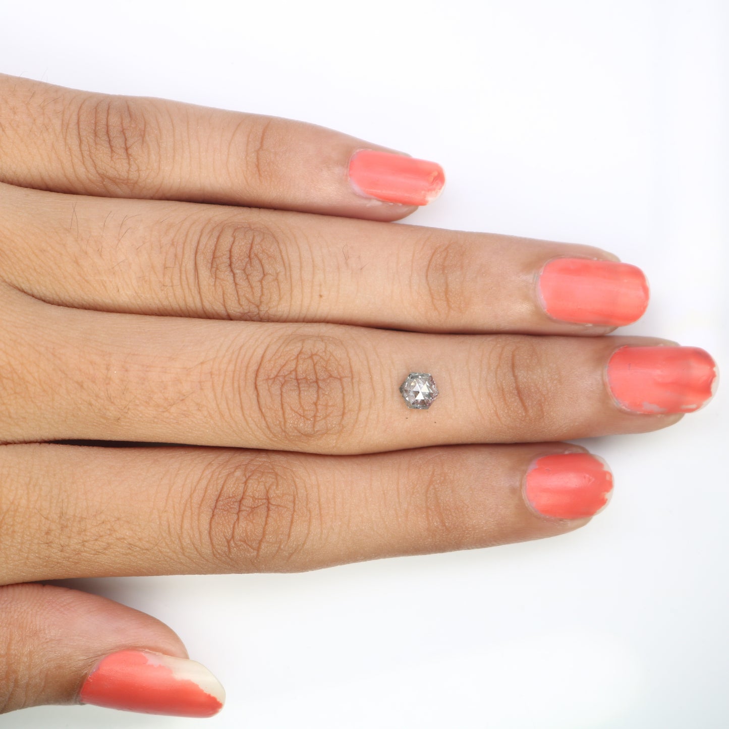 0.44 Carat Hexagon Shape 5.20 MM Salt and Pepper Diamond for Wedding Ring and Custom Artisan Jewelry Design - JayKrishna Diamond