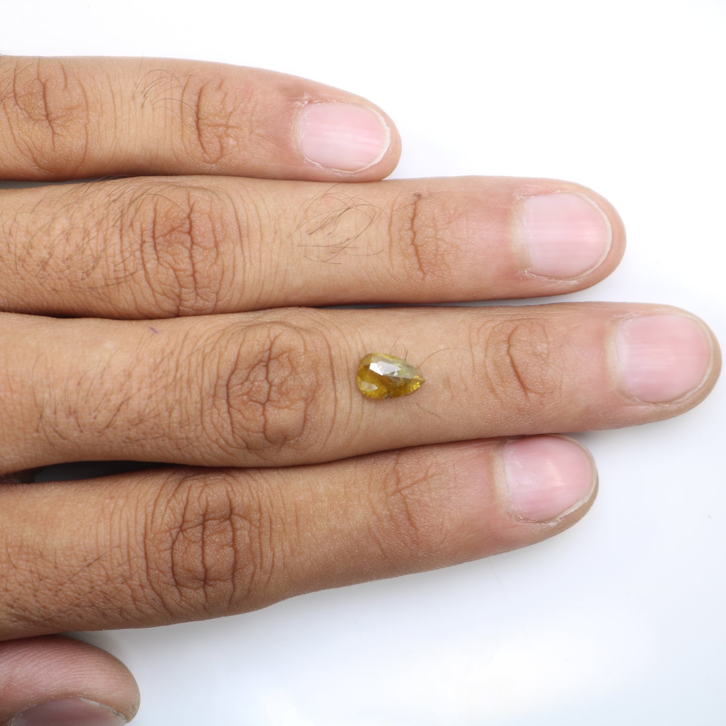 1.31 Carat Natural Green Rustic Pear Shape Diamond For Wedding Ring - JayKrishna Diamond