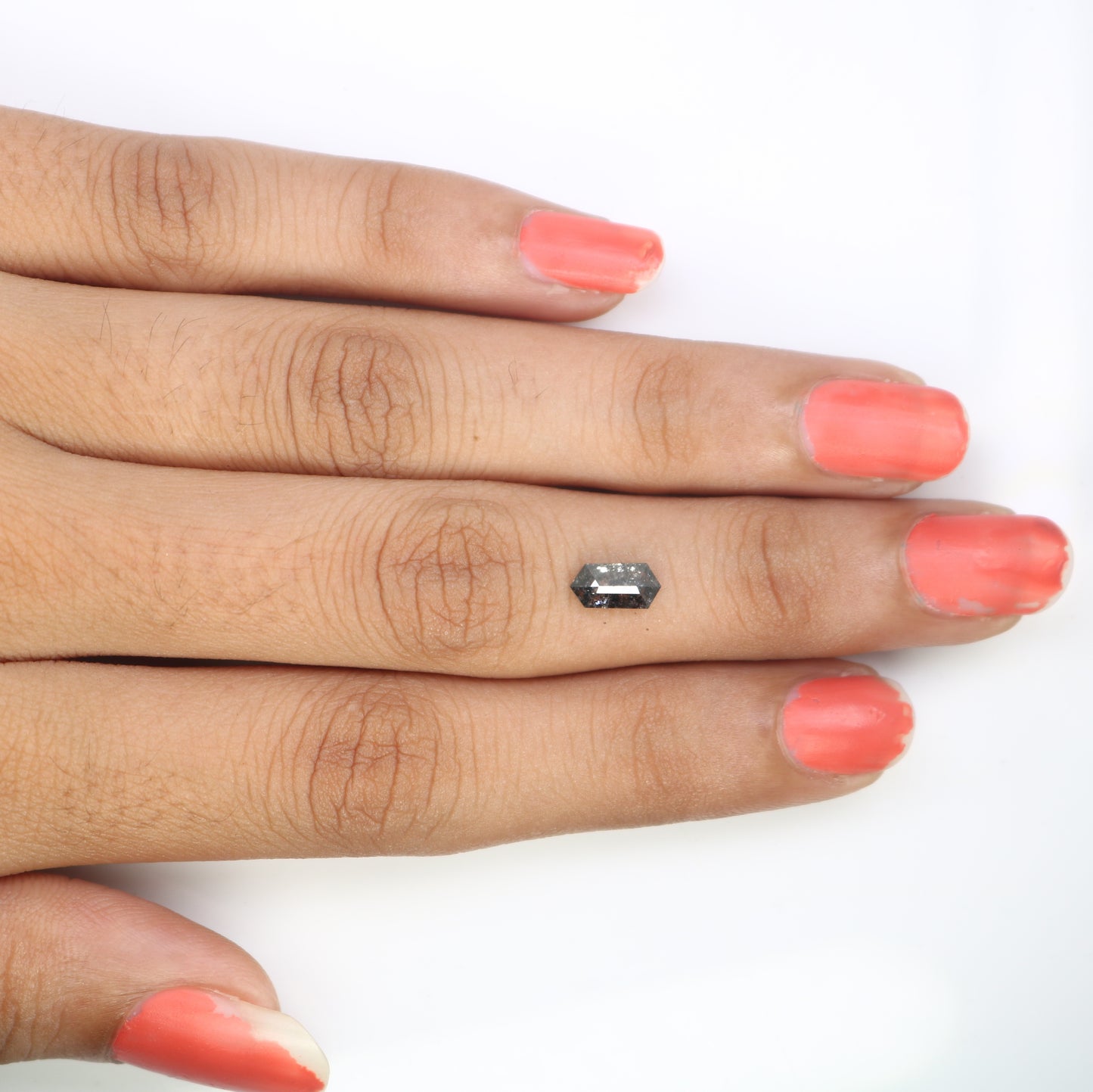 0.63 CT Elongated Hexagon Shape Salt and Pepper Diamond (7.80 MM) for a Striking Engagement Ring: Distinctive Gemstone Jewelry Piece - JayKrishna Diamond