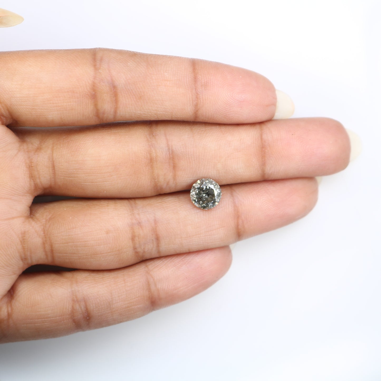 1.87 CT Round Brilliant Cut Salt And Pepper Diamond For Engagement Ring - JayKrishna Diamond