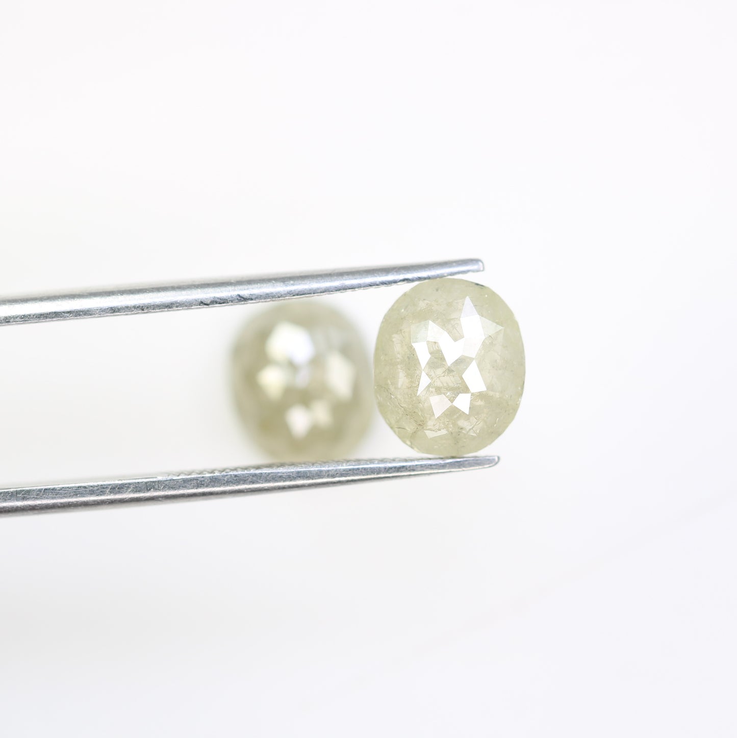 3.15 Carat Natural Grey Loose Rustic Oval Shape Diamond Pair For Vintage Ring - JayKrishna Diamond