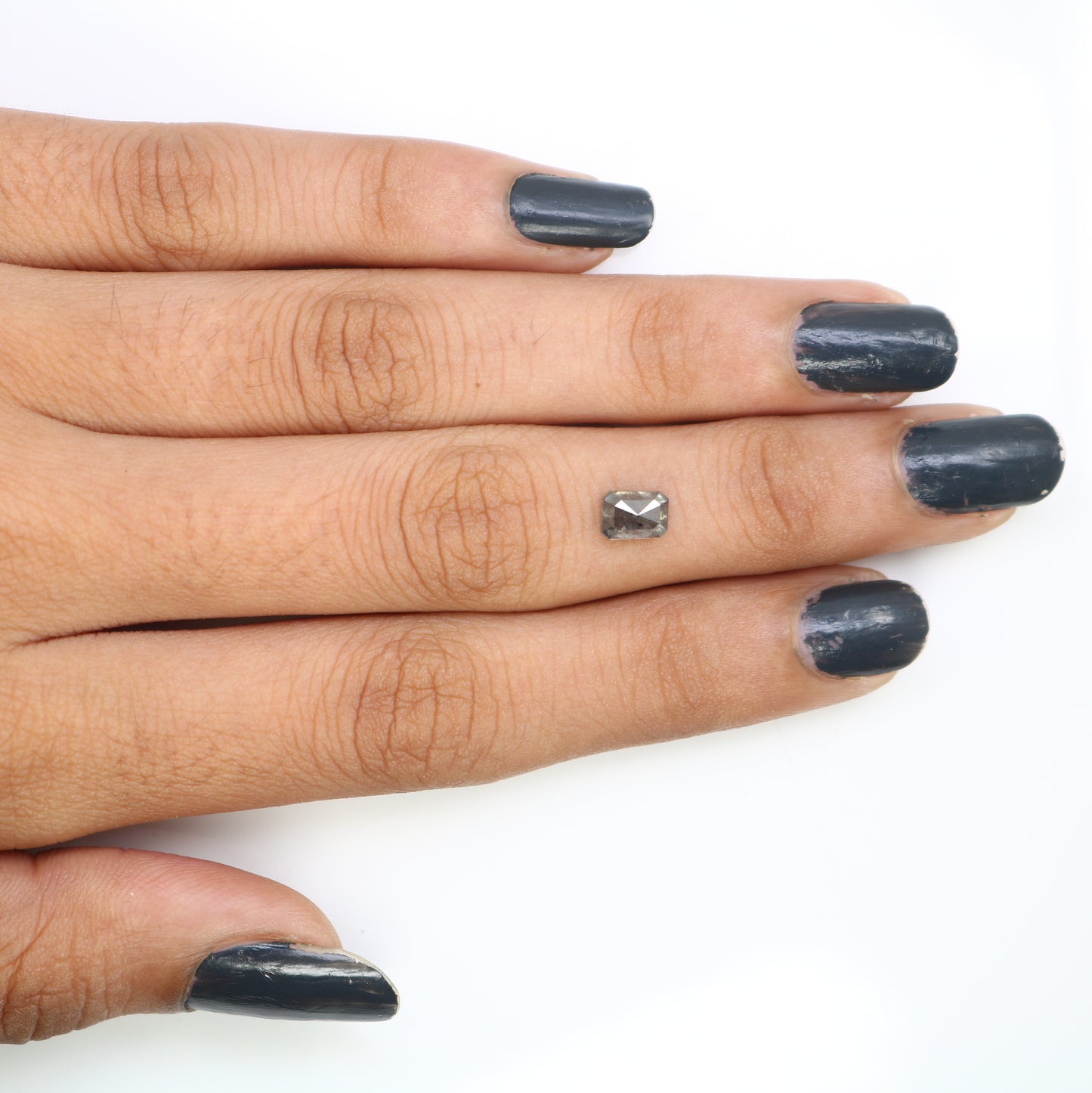 0.93 CT 6.00 MM Emerald Shaped Natural Salt And Pepper Diamond For Wedding Ring - JayKrishna Diamond