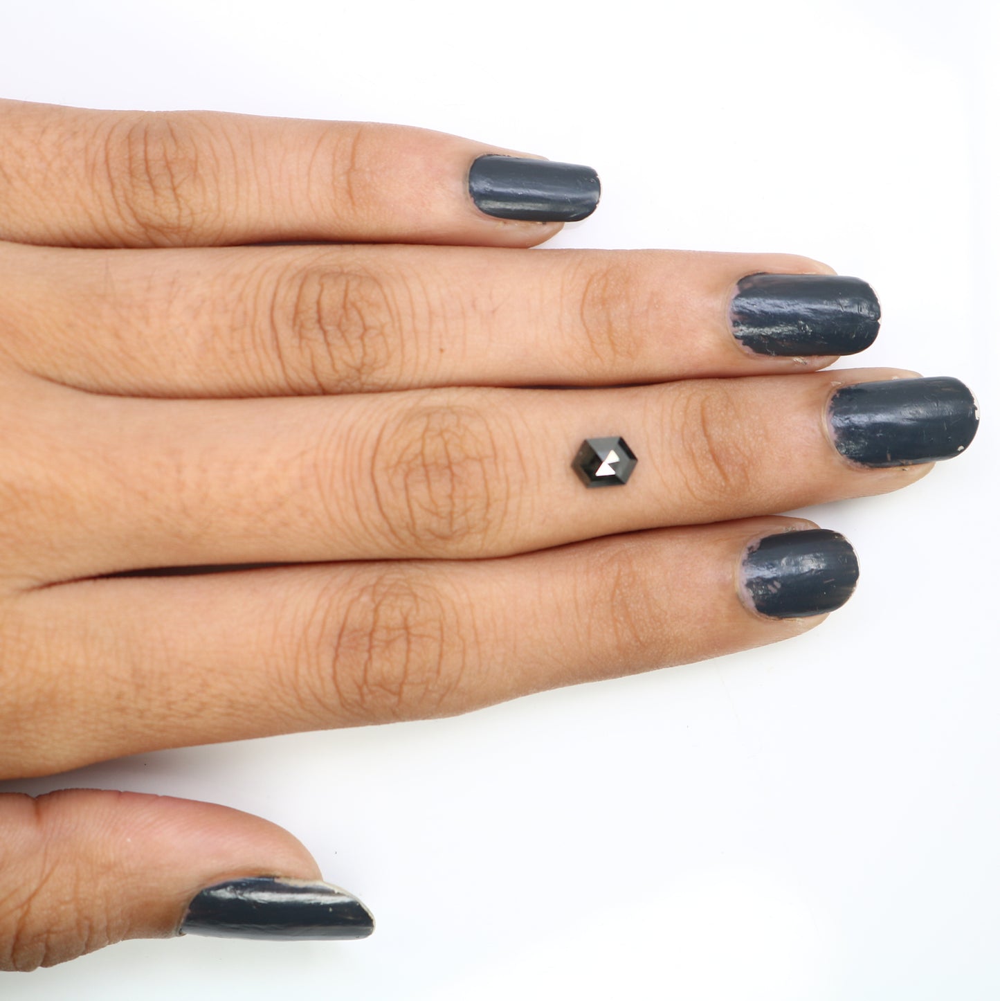 0.78 CT Salt And Pepper 6.60 MM Elongated Hexagon Shape Diamond For Engagement Ring - JayKrishna Diamond