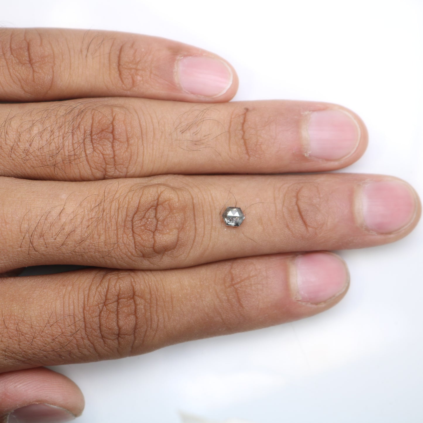 0.52 CT Natural Elongated Hexagon Shape Salt And Pepper Diamond For Engagement Ring - JayKrishna Diamond