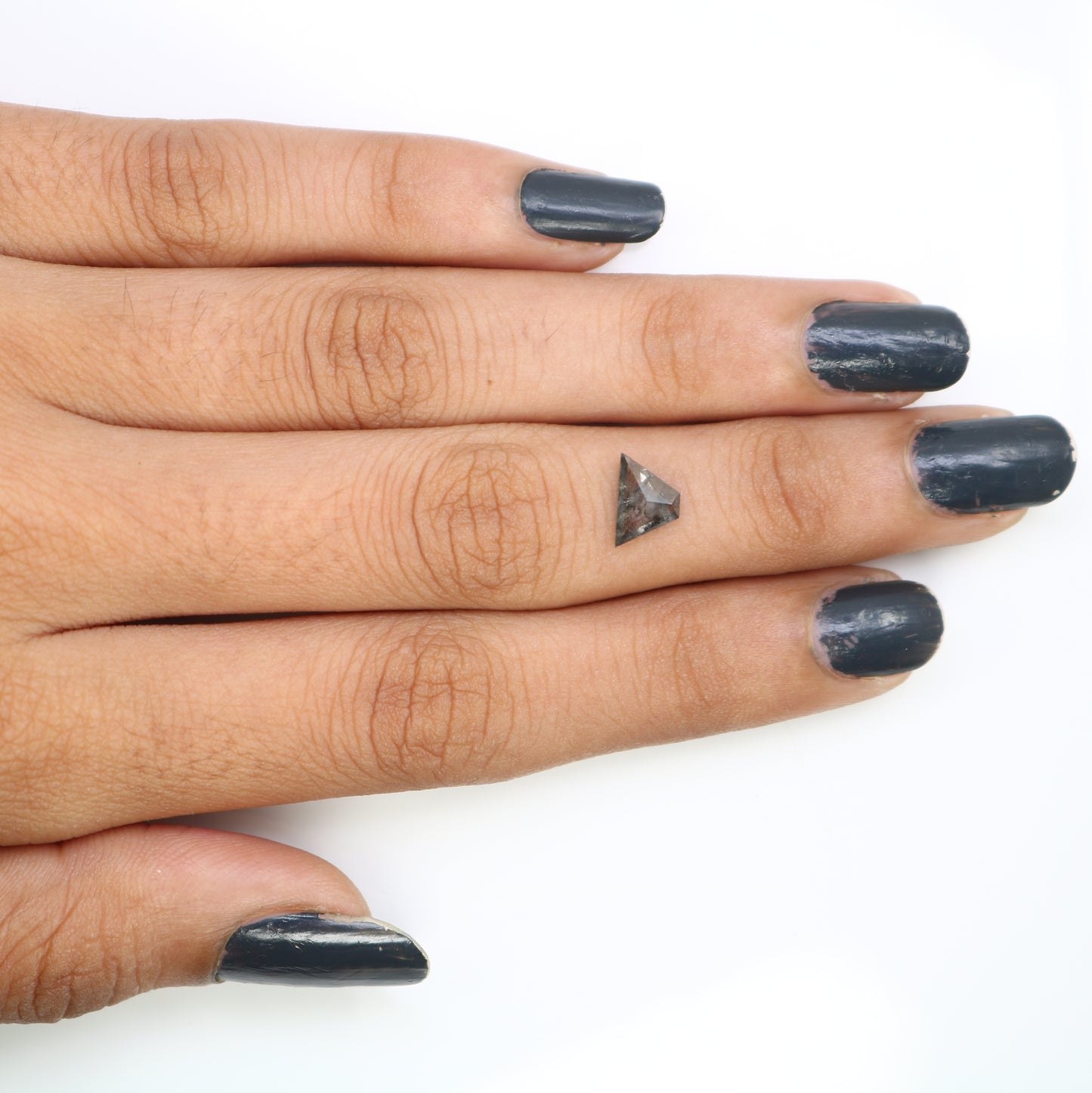 0.89 CT Triangle Shape Salt And Pepper 5.50 MM Diamond For Designer Diamond Ring - JayKrishna Diamond