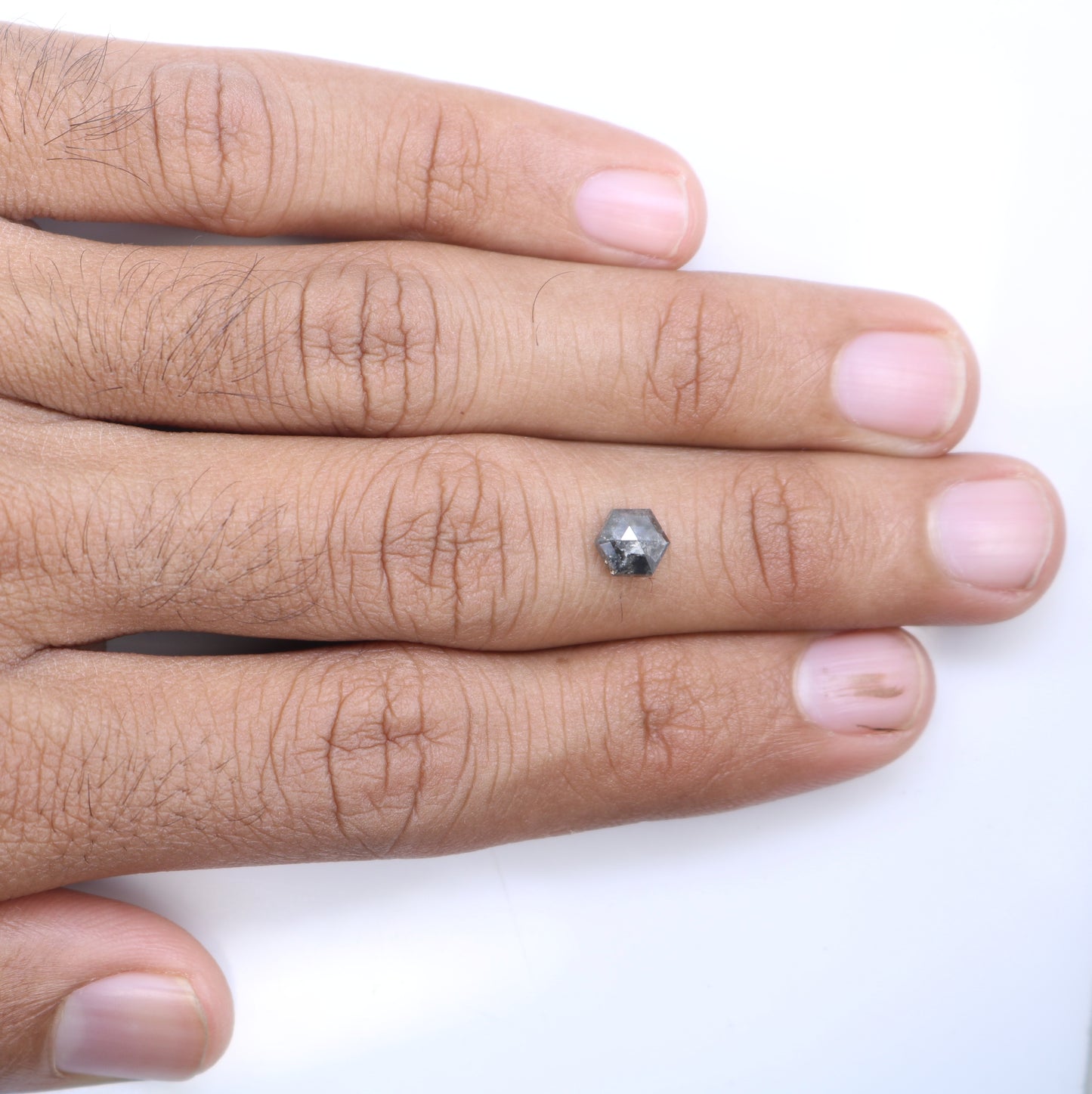 1.28 CT Salt And Pepper Hexagon Cut Natural Diamond For Engagement Ring - JayKrishna Diamond