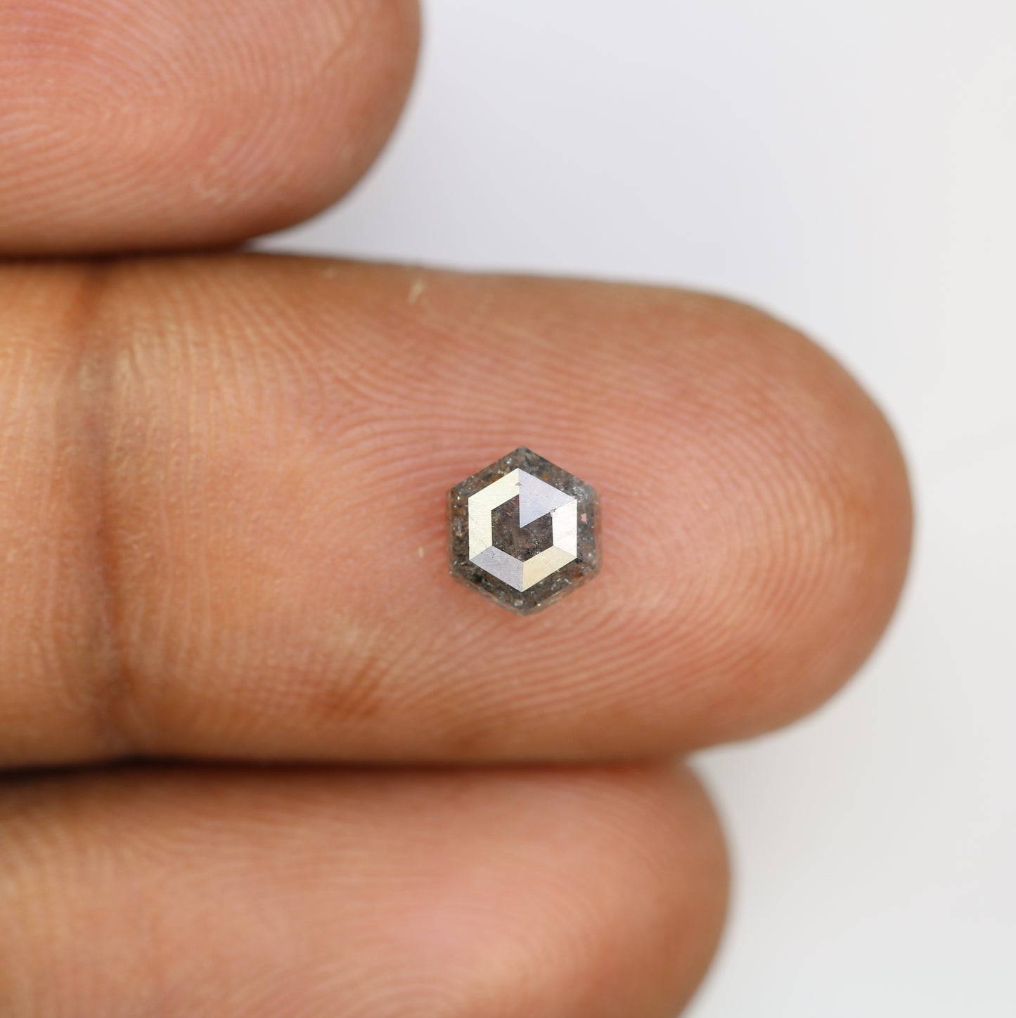 0.90 CT Salt And Pepper Elongated Hexagon Shape Natural Diamond For Engagement Ring - JayKrishna Diamond