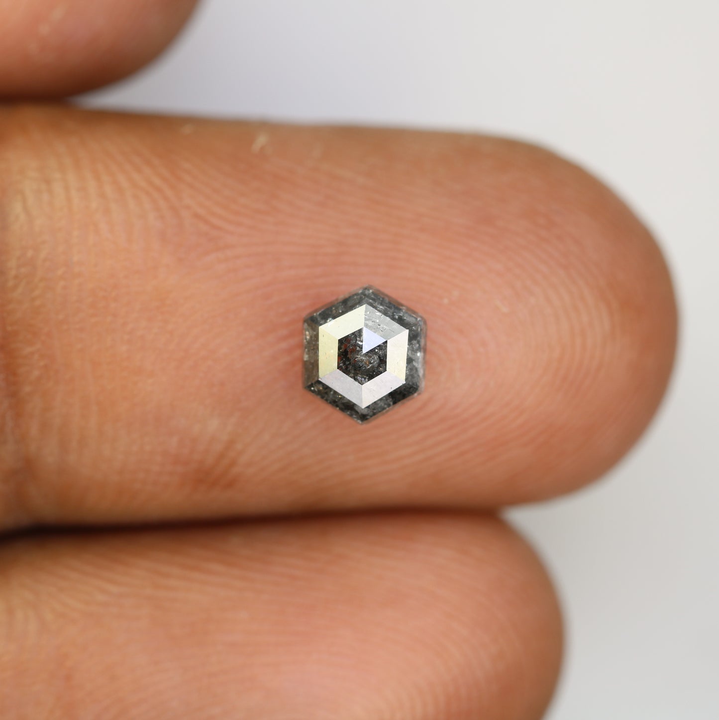 0.87 CT Salt And Pepper Hexagon Cut Natural Diamond For Engagement Ring - JayKrishna Diamond