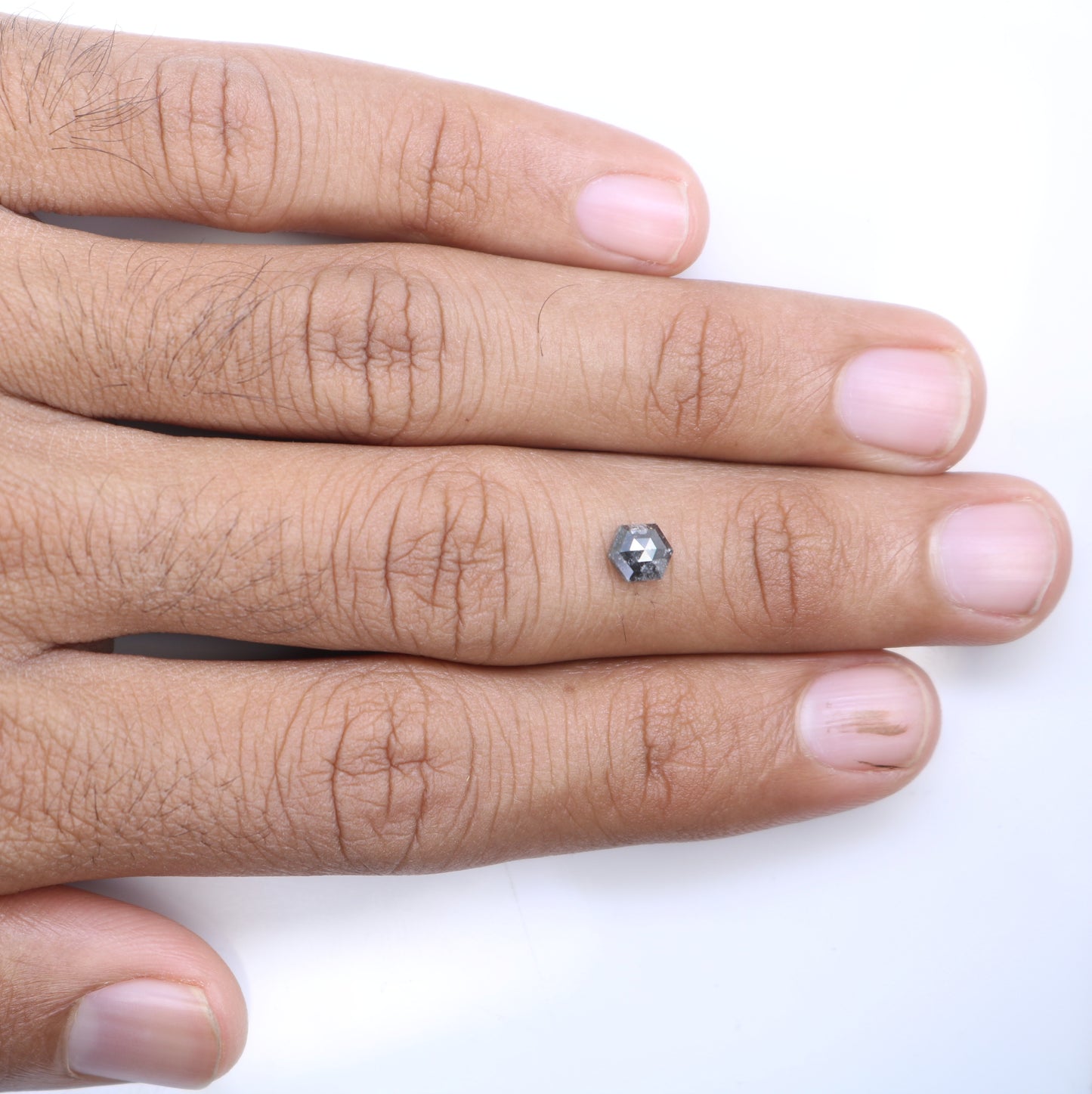 0.79 CT Hexagon Cut Salt And Pepper Natural Diamond For Engagement Ring - JayKrishna Diamond