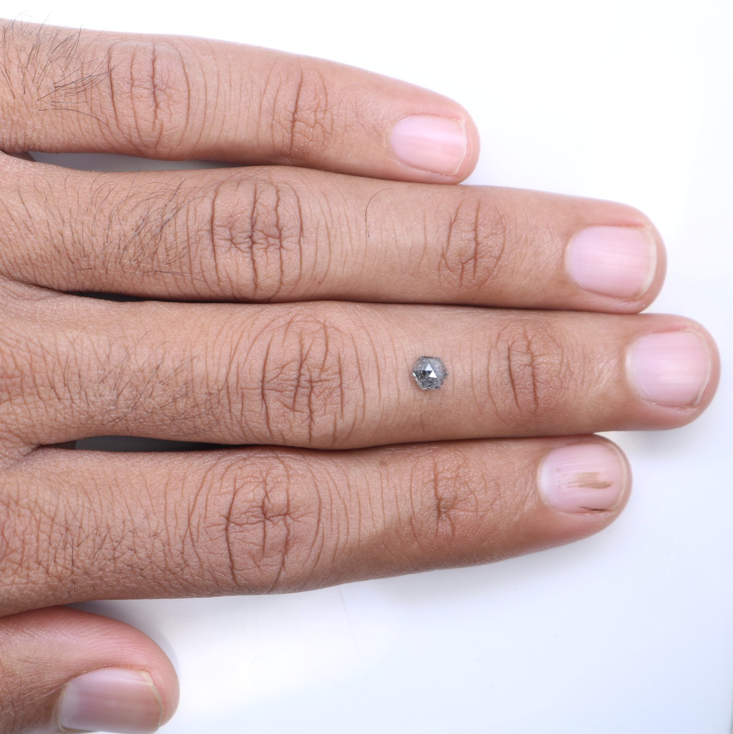 0.50 CT Elongated Hexagon Shape Salt And Pepper Diamond For Engagement Ring - JayKrishna Diamond