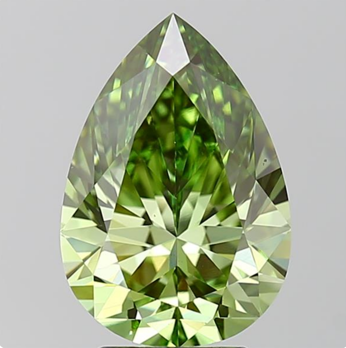 3.51ct Pear Fancy Green Lab Diamond IGI VS1 Sustainable Gemstone