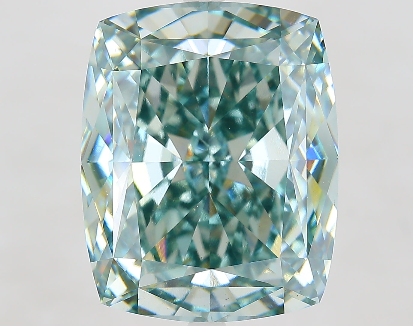 15.63 Carat Blues Green Cushion Cut IGI Certified Lab Grown Diamond For Engagement Ring