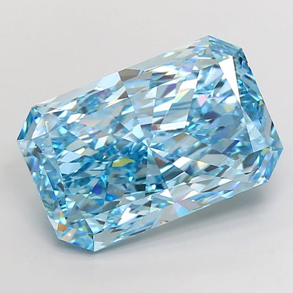 15 CT Vivid Blue Radiant Cut Lab Grown Diamond For Birthday Gift | IGI Certified