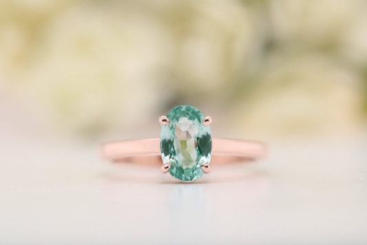 Radiant Elegance Stunning Oval Light Green Tourmaline Gemstone Ring