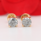 Vintage Natural Round Brilliant Cut Grey Salt and Pepper Unique Stones Diamond Prong Set Gold Minimalist Earrings