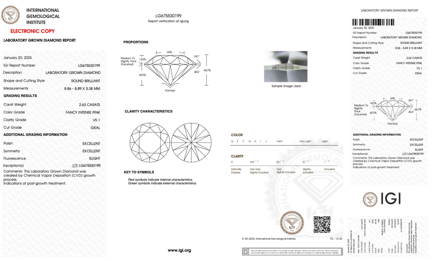 2.63 CT Round Cut Lab Grown Diamond Fancy Pink VS1 IGI Certified | Lab Created Diamond for Rings