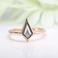 Unique Stones Kite Shape Natural Dark Grey Galaxy Diamond Bezel Set 14K Gold Engagement Diamond Ring