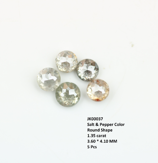 1.35 CT Salt And Pepper Loose Rose Cut Diamond For Making Jewelry
