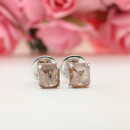 Real emerald asscher shape prong set drop earrings gold | Natural 3CT Asscher diamond dangling earrings gold | Emerald cut Asscher earring gold