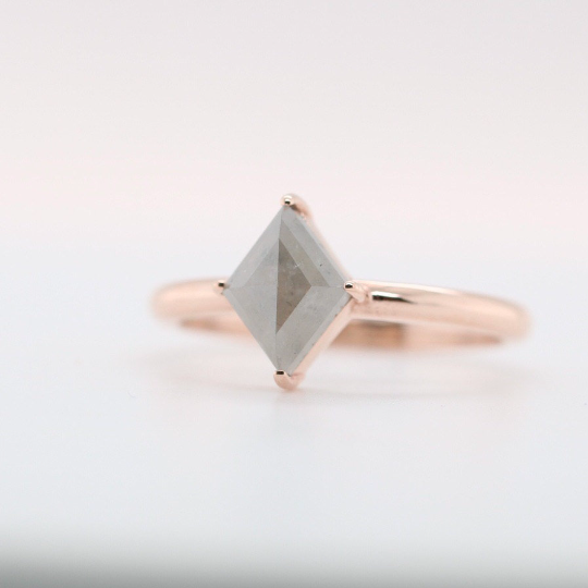 Dreamy Allure of Kite-Shaped Diamond Engagement Rings Only Salt and Pepper 14K Rose Gold