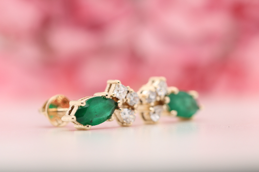 Emerald Green Marquise Cut Beautiful Fancy Earrings | Green Stone Earring | Customize Jewelry | Statement Jewelry | Valentine's Day Offers